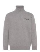 Delepine Out Of Office Designers Knitwear Half Zip Jumpers Grey Maison...