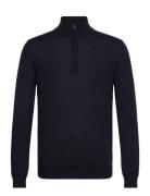 M Merino Blend Half Zip Designers Knitwear Half Zip Jumpers Navy J. Li...