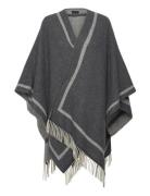 Palma Recycled Wool Blend Fringe Poncho Tops Knitwear Ponchos Grey Lex...