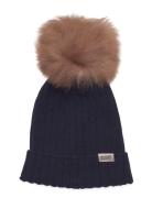 Hat Knit W. Alpaca Pompom Accessories Headwear Hats Winter Hats Navy H...