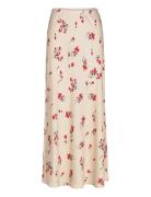 Floramour Ennis Satin Long Skt Skirts Knee-length & Midi Skirts Cream ...