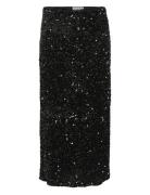 Vifaith Hw Midi Sequin Skirt/Vol Skirts Knee-length & Midi Skirts Blac...