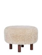 Bina - Pouf, Light Brown Ø50X33 Cm Home Furniture Chairs & Stools Stoo...