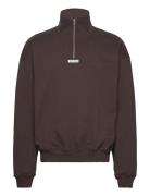 Wblee Half Zip Tops Sweatshirts & Hoodies Sweatshirts Brown Woodbird