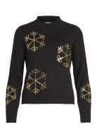 Vifrost L/S High Neck Christmas Knit/Ka Tops Knitwear Jumpers Black Vi...