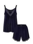 Charlotte Velour Pajama Set Pyjamas Nattøj Navy Lexington Home