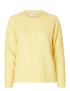 Slflulu Ls Knit O-Neck Tops Knitwear Jumpers Yellow Selected Femme