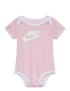 C1-Bodysuit+Hat+Bootie Bodysuits Short-sleeved Pink Nike