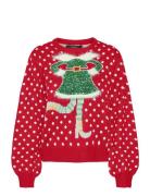 Vmsparkle Elfie Ls O-Neck Pull. Xmas Tops Knitwear Jumpers Red Vero Mo...