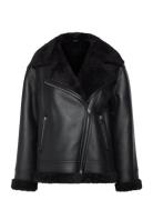 Jacket With Shearling-Effect Lining Outerwear Faux Fur Black Mango