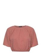 Edina Top Tops Crop Tops Short-sleeved Crop Tops Pink Gina Tricot