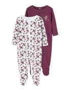 Nbfnightsuit 2P W/F Prune Purple Noos Pyjamas Sie Jumpsuit Purple Name...