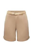 Shorts With Braided Raffia Belt Bottoms Shorts Chino Shorts Brown Espr...