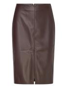 Leather-Effect Pencil Skirt Skirts Knee-length & Midi Skirts Brown Man...