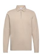 Slhmarc Rib Ls Polo Tops Polos Long-sleeved Cream Selected Homme