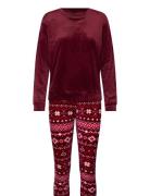 Pj Set Velours Fairilse Pyjamas Nattøj Red Hunkemöller