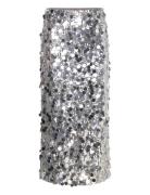 Zandrea Sequin Ankle Skirt Skirts Knee-length & Midi Skirts Silver Bub...