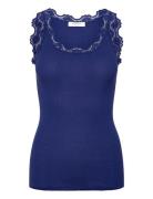 Rwbabette Sl U-Neck Long Lace Top Tops T-shirts & Tops Sleeveless Blue...