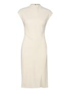 Heavy Crepe Ss Bodycon Dress Knælang Kjole Cream Calvin Klein