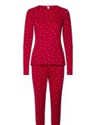 Henley Pyjama Aop Pyjamas Nattøj Red Lindex