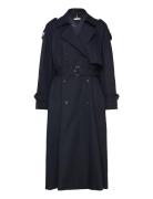 Over D Trench Coat Trenchcoat Frakke Navy Tommy Hilfiger