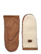 W Uggfluff Scalloped Mitten Accessories Gloves Thumb Gloves Brown UGG