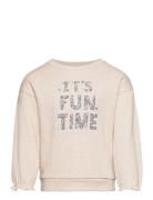 Printed Cotton Sweatshirt Tops Sweatshirts & Hoodies Sweatshirts Cream...