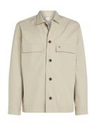 Cotton Blend Overshirt Tops Overshirts Cream Calvin Klein