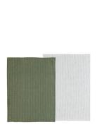 Viskestykke 50X70 Line 2 Stk. Olive/White Home Textiles Kitchen Textil...