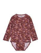 Body Ls Aop Bodies Long-sleeved Brown Minymo