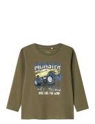 Nmmvux Ls Top Tops T-shirts Long-sleeved T-Skjorte Green Name It