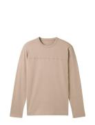 Basic Longsleeve Tops T-Langærmet Skjorte Beige Tom Tailor