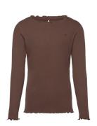 Finjask T-Shirt Long Sleeve Tops T-shirts Long-sleeved T-Skjorte Brown...