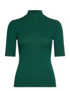 Stretch Jersey Turtleneck Tops T-shirts & Tops Short-sleeved Green Lau...