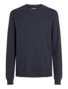 Woven Label Waffle Ls Tee Tops T-Langærmet Skjorte Navy Calvin Klein J...