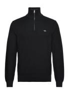 Cotton Micro Textured Half Zip Tops Knitwear Half Zip Jumpers Black GA...