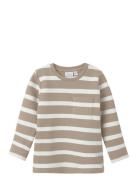 Nmmthoke Ls Top Box Tops T-shirts Long-sleeved T-Skjorte Beige Name It