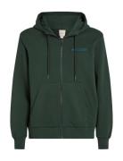 Embroidered Logo Zip Through Tops Sweatshirts & Hoodies Hoodies Green ...