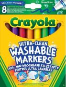 Crayola 8 Ultra Clean Washable Broad Markers Toys Creativity Drawing &...