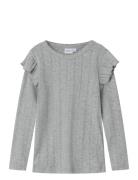 Nmfjulia Ls Slim Top Noos Tops T-shirts Long-sleeved T-Skjorte Grey Na...