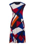 Print Stretch Jersey Dress Knælang Kjole Multi/patterned Lauren Ralph ...