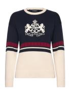 Embroidered-Crest Cotton Sweater Tops Knitwear Jumpers Multi/patterned...