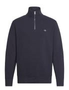 Texture Half-Zip Tops Sweatshirts & Hoodies Sweatshirts Blue GANT