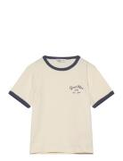 Script Logo Slim Top Tops T-Kortærmet Skjorte Cream GANT