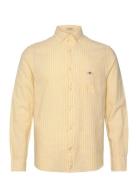 Reg Cotton Linen Stripe Shirt Tops Shirts Linen Shirts Yellow GANT