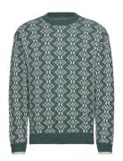 Jacquard Regular Fit Crewneck Tops Knitwear Round Necks Green Scotch &...