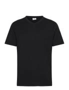 100% Cotton Slim-Fit V-Neck T-Shirt Tops T-Kortærmet Skjorte Navy Mang...