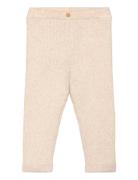 Cotton Ribbed Leggings Bottoms Leggings Beige Mango