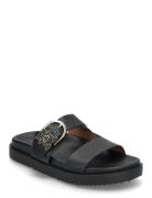 Leather Sporty Mule Flade Sandaler Black Tommy Hilfiger