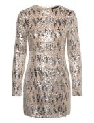 Sequin Shoulder Pads Dress Kort Kjole Silver Mango